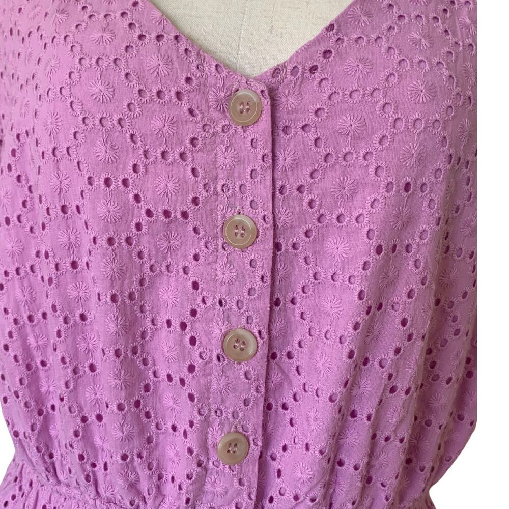 NWT Eyelet Lavender Short Sleeve Summer Mini Dress Feminine Style Size S - Picture 3 of 11